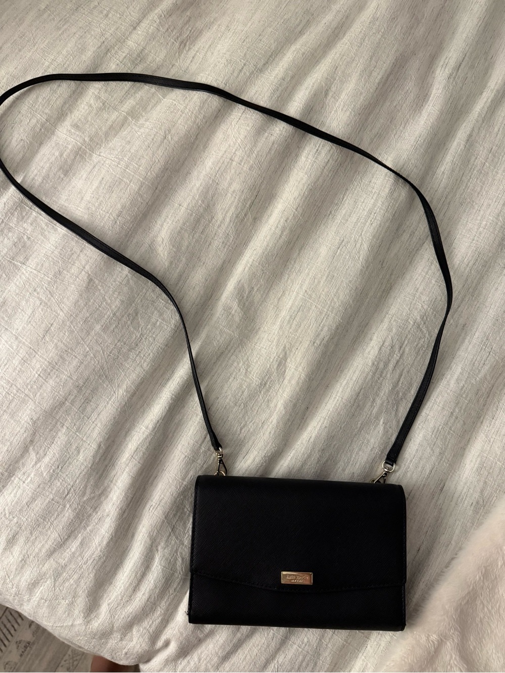 kate spade Black Crossbody Bag with Gold Plaque